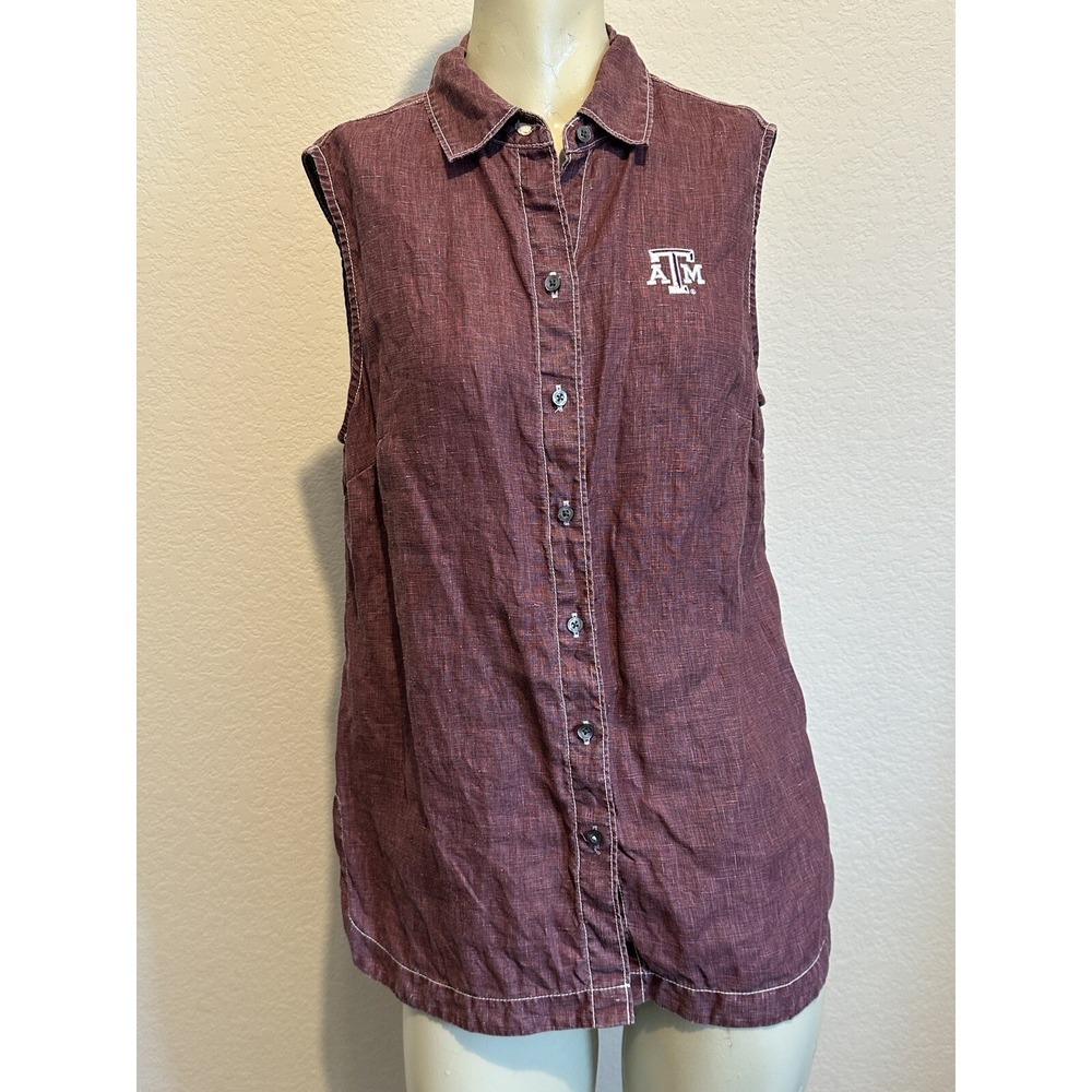 Women's Maroon Texas A&M Sleeveless Tommy Bahama Linen Top, Sz: S (b22)